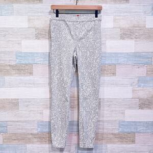 SPANX Jean-Ish Ankle Leggings Gray Sparkle High Rise Shaping Womens Small